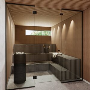 Vihtan Saunan lasiseinä 8 ovi + 2 sivulasia grey glass
