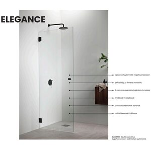 Vihtan Elegance 3 suihkuseinä kääntyvällä lasilla