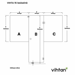 Vihtan Saunan lasiseinä 16 ovi + 2 puolilasia Bronze glass