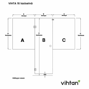 Vihtan Saunan lasiseinä 16 ovi + 2 puolilasia Bronze glass