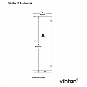 Vihtan Saunan lasiovi 18 kirkas lasi, mittatilausovi