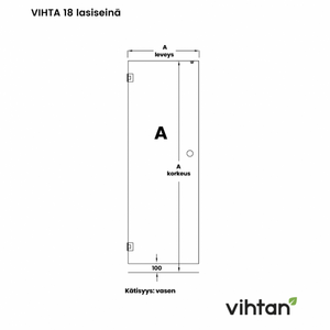 Vihtan Saunan lasiovi 18 kirkas lasi, mittatilausovi