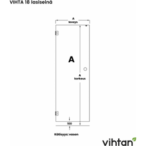 Vihtan Saunan lasiovi 18 musta lasi, mittatilausovi