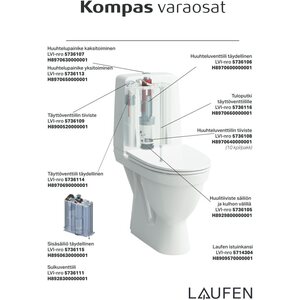 Laufen WC-istuin Kompas Rimless P-lukko pehmeällä kannella