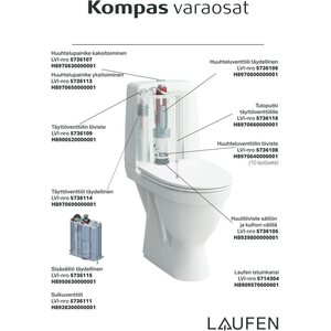 Laufen WC-istuin Kompas Rimless S-lukko pehmeällä kannella