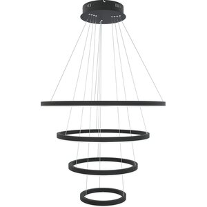 Valaisin Grönlund Layer 4 LED-kattovalaisin Ø 80 + 60 + 45 + 30 cm, himmennettävissä, matta musta