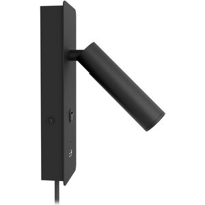 Valaisin Grönlund Gent USB A + C seinävalaisin, pinta-asennettava, matta musta. 2,1 A USB-A ja USSB-C latausportti
