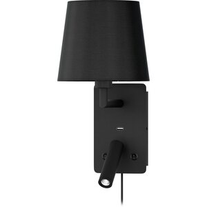 Valaisin Grönlund Denver seinävalaisin varjostimella USB-latausportilla musta