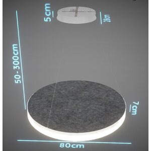 Valaisin Grönlund Kattovalaisin Acoustic Circulo Ø80cm LED 48W 4000K Vaaleanharmaa