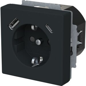 ABB Pistorasia Impressivo 1-os maadoitettu, 2 x USB A +C laturilla, matta musta