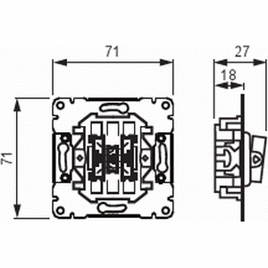 ABB Kytkinrunko 16AX/250V, 1+1+1 kytkin, ei lisäliittimiä, ei merkkivaloa