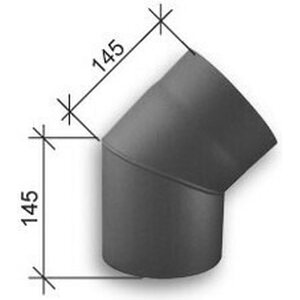 Savuhormin kulma Ø130mm 45° musta T600