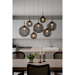 Sessak Lighting Laura riippuvalaisin 7-osainen 153cm musta / savunharmaa
