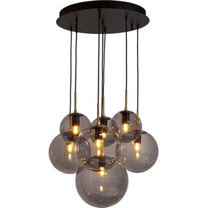 Sessak Lighting Laura riippuvalaisin 7-osainen Ø53cm musta / savunharmaa lasi