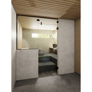 Vihtan Saunan lasiseinä 13 ovi + ylälasi + puolilasi black glass