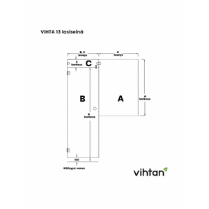 Vihtan Saunan lasiseinä 13 ovi + ylälasi + puolilasi black glass