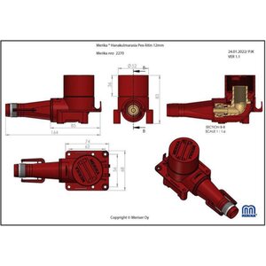 Merika Hanakulmarasia 12mm pex-liitos