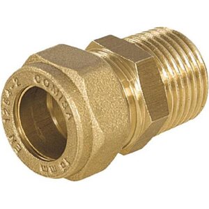 Puserrusliitin suora UK messinki 18mm x 1/2"