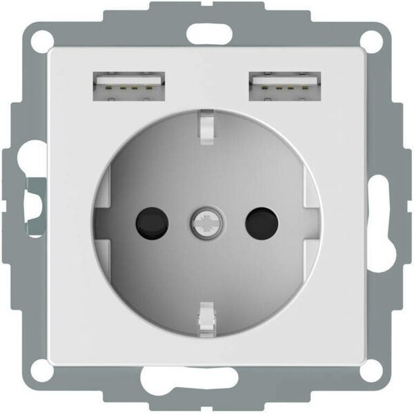 Schneider Electric Pistorasia Exxact 1-osainen + 2 x USB lataus