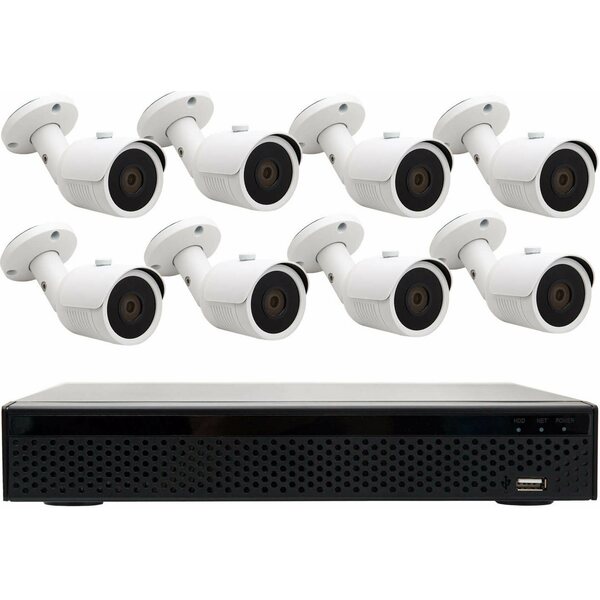 T-cam DVR 5008 HD valvontakamerapaketti 8 kameralla, valkoinen/musta