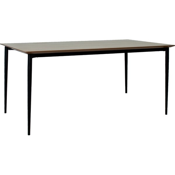 Home4you Ruokapöytä DELANO 160x90xK75cm, metallijalat, tammiviilutettu, ruskea/musta