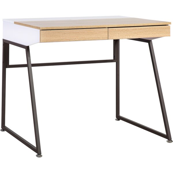 Työpöytä STUDY 90x60xK76cm, metallijalat, melamiinikansi, 3 laatikkoa, valkoinen/beige