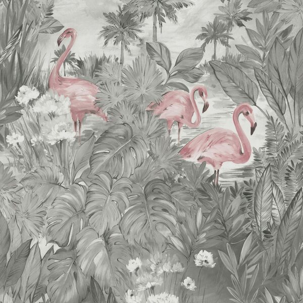 Tapetit.fi Tapetti Amazonia Sarasota Grey/Pink 0,53 x 10,05m non-woven