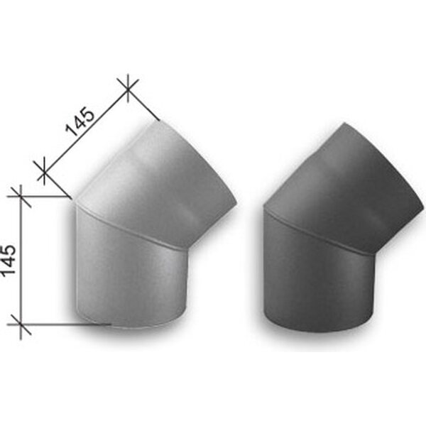 Savuhormin kulma Ø150mm 45° T600